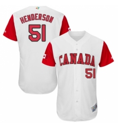 Men's Canada Baseball Majestic #51 Jim Henderson White 2017 World Baseball Classic Authentic Team Jersey