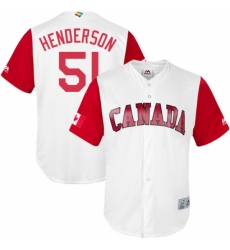 Men's Canada Baseball Majestic #51 Jim Henderson White 2017 World Baseball Classic Replica Team Jersey