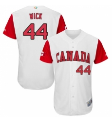 Men's Canada Baseball Majestic #44 Rowan Wick White 2017 World Baseball Classic Authentic Team Jersey