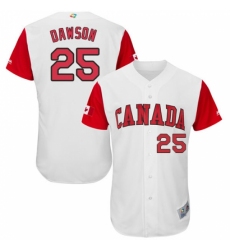 Men's Canada Baseball Majestic #25 Shane Dawson White 2017 World Baseball Classic Authentic Team Jersey