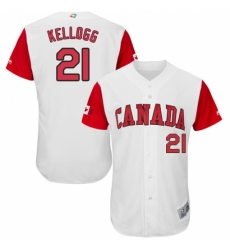 Men's Canada Baseball Majestic #21 Ryan Kellogg White 2017 World Baseball Classic Authentic Team Jersey