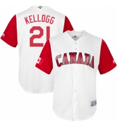 Men's Canada Baseball Majestic #21 Ryan Kellogg White 2017 World Baseball Classic Replica Team Jersey