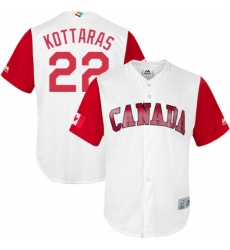 Men's Canada Baseball Majestic #22 George Kottaras White 2017 World Baseball Classic Replica Team Jersey