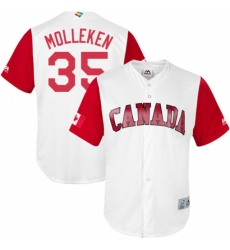 Men's Canada Baseball Majestic #35 Dustin Molleken White 2017 World Baseball Classic Replica Team Jersey