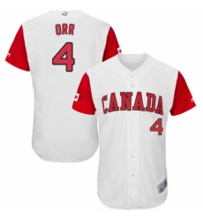 Men's Canada Baseball Majestic #4 Pete Orr White 2017 World Baseball Classic Authentic Team Jersey