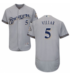 Men's Majestic Milwaukee Brewers #5 Jonathan Villar Grey Flexbase Authentic Collection MLB Jersey