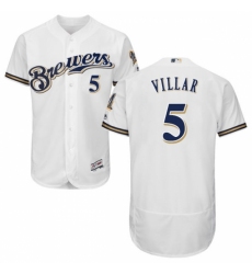 Men's Majestic Milwaukee Brewers #5 Jonathan Villar White Flexbase Authentic Collection MLB Jersey
