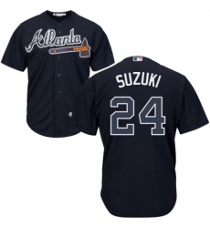 Youth Majestic Atlanta Braves #24 Kurt Suzuki Replica Blue Alternate Road Cool Base MLB Jersey