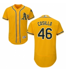 Men's Majestic Oakland Athletics #46 Santiago Casilla Gold Flexbase Authentic Collection MLB Jersey