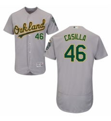 Men's Majestic Oakland Athletics #46 Santiago Casilla Grey Flexbase Authentic Collection MLB Jersey
