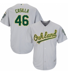 Men's Majestic Oakland Athletics #46 Santiago Casilla Replica Grey Road Cool Base MLB Jersey