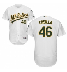 Men's Majestic Oakland Athletics #46 Santiago Casilla White Flexbase Authentic Collection MLB Jersey