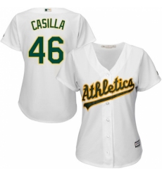 Women's Majestic Oakland Athletics #46 Santiago Casilla Authentic White Home Cool Base MLB Jersey