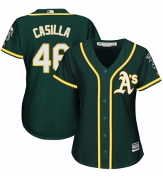 Women's Majestic Oakland Athletics #46 Santiago Casilla Replica Green Alternate 1 Cool Base MLB Jersey