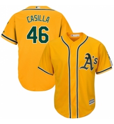 Youth Majestic Oakland Athletics #46 Santiago Casilla Replica Gold Alternate 2 Cool Base MLB Jersey