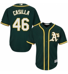 Youth Majestic Oakland Athletics #46 Santiago Casilla Replica Green Alternate 1 Cool Base MLB Jersey