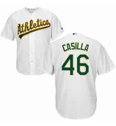 Youth Majestic Oakland Athletics #46 Santiago Casilla Replica White Home Cool Base MLB Jersey