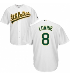 Men's Majestic Oakland Athletics #8 Jed Lowrie Replica White Home Cool Base MLB Jersey