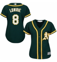Women's Majestic Oakland Athletics #8 Jed Lowrie Replica Green Alternate 1 Cool Base MLB Jersey