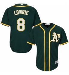 Youth Majestic Oakland Athletics #8 Jed Lowrie Replica Green Alternate 1 Cool Base MLB Jersey