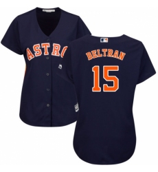 Women's Majestic Houston Astros #15 Carlos Beltran Replica Navy Blue Alternate Cool Base MLB Jersey