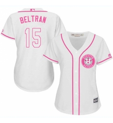 Women's Majestic Houston Astros #15 Carlos Beltran Replica White Fashion Cool Base MLB Jersey