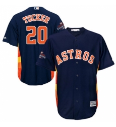 Youth Majestic Houston Astros #20 Preston Tucker Replica Navy Blue Alternate 2017 World Series Champions Cool Base MLB Jersey