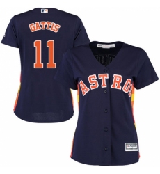 Women's Majestic Houston Astros #11 Evan Gattis Replica Navy Blue Alternate Cool Base MLB Jersey