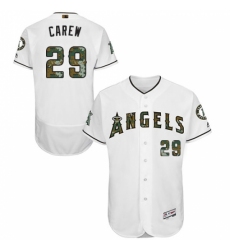 Men's Majestic Los Angeles Angels of Anaheim #29 Rod Carew Authentic White 2016 Memorial Day Fashion Flex Base MLB Jersey