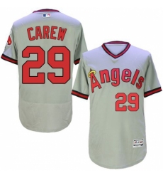 Men's Majestic Los Angeles Angels of Anaheim #29 Rod Carew Grey Flexbase Authentic Collection Cooperstown MLB Jersey