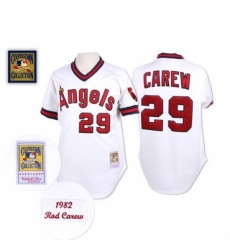 Men's Mitchell and Ness Los Angeles Angels of Anaheim #29 Rod Carew Replica White Throwback MLB Jersey
