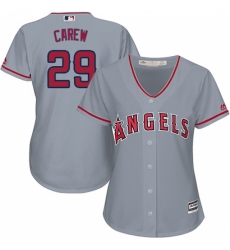Women's Majestic Los Angeles Angels of Anaheim #29 Rod Carew Replica Grey Road Cool Base MLB Jersey