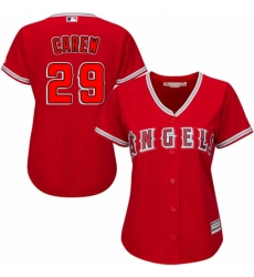 Women's Majestic Los Angeles Angels of Anaheim #29 Rod Carew Replica Red Alternate MLB Jersey