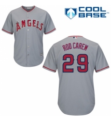 Youth Majestic Los Angeles Angels of Anaheim #29 Rod Carew Replica Grey Road Cool Base MLB Jersey