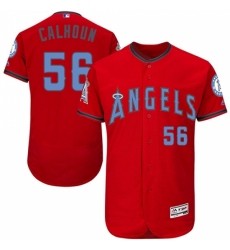 Men's Majestic Los Angeles Angels of Anaheim #56 Kole Calhoun Authentic Red 2016 Father's Day Fashion Flex Base MLB Jersey