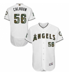 Men's Majestic Los Angeles Angels of Anaheim #56 Kole Calhoun Authentic White 2016 Memorial Day Fashion Flex Base MLB Jersey