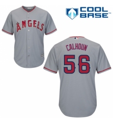 Men's Majestic Los Angeles Angels of Anaheim #56 Kole Calhoun Replica Grey Road Cool Base MLB Jersey