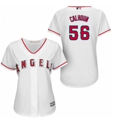 Women's Majestic Los Angeles Angels of Anaheim #56 Kole Calhoun Replica White Home MLB Jersey