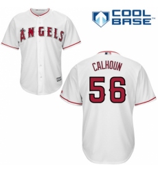 Youth Majestic Los Angeles Angels of Anaheim #56 Kole Calhoun Replica White Home Cool Base MLB Jersey
