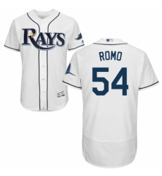 Men's Majestic Tampa Bay Rays #54 Sergio Romo White Flexbase Authentic Collection MLB Jersey