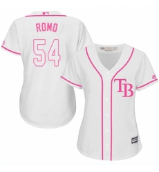 Women's Majestic Tampa Bay Rays #54 Sergio Romo Authentic White Fashion Cool Base MLB Jersey