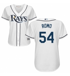 Women's Majestic Tampa Bay Rays #54 Sergio Romo Authentic White Home Cool Base MLB Jersey