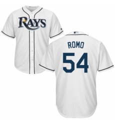 Youth Majestic Tampa Bay Rays #54 Sergio Romo Replica White Home Cool Base MLB Jersey