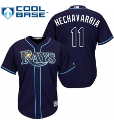 Men's Majestic Tampa Bay Rays #11 Adeiny Hechavarria Replica Navy Blue Alternate Cool Base MLB Jersey