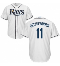 Men's Majestic Tampa Bay Rays #11 Adeiny Hechavarria Replica White Home Cool Base MLB Jersey