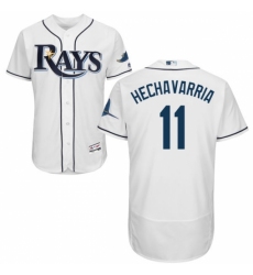 Men's Majestic Tampa Bay Rays #11 Adeiny Hechavarria White Flexbase Authentic Collection MLB Jersey