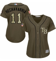 Women's Majestic Tampa Bay Rays #11 Adeiny Hechavarria Authentic Green Salute to Service MLB Jersey