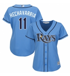 Women's Majestic Tampa Bay Rays #11 Adeiny Hechavarria Authentic Light Blue Alternate 2 Cool Base MLB Jersey