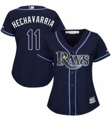 Women's Majestic Tampa Bay Rays #11 Adeiny Hechavarria Authentic Navy Blue Alternate Cool Base MLB Jersey