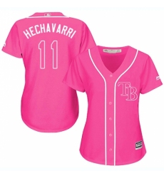 Women's Majestic Tampa Bay Rays #11 Adeiny Hechavarria Authentic Pink Fashion Cool Base MLB Jersey